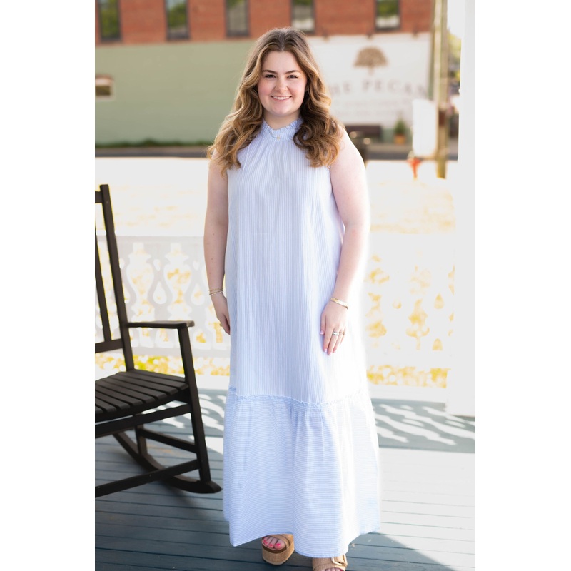 Wallis Stripe Maxi Dress Blue