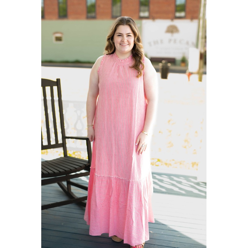 Wallis Stripe Maxi Dress Red