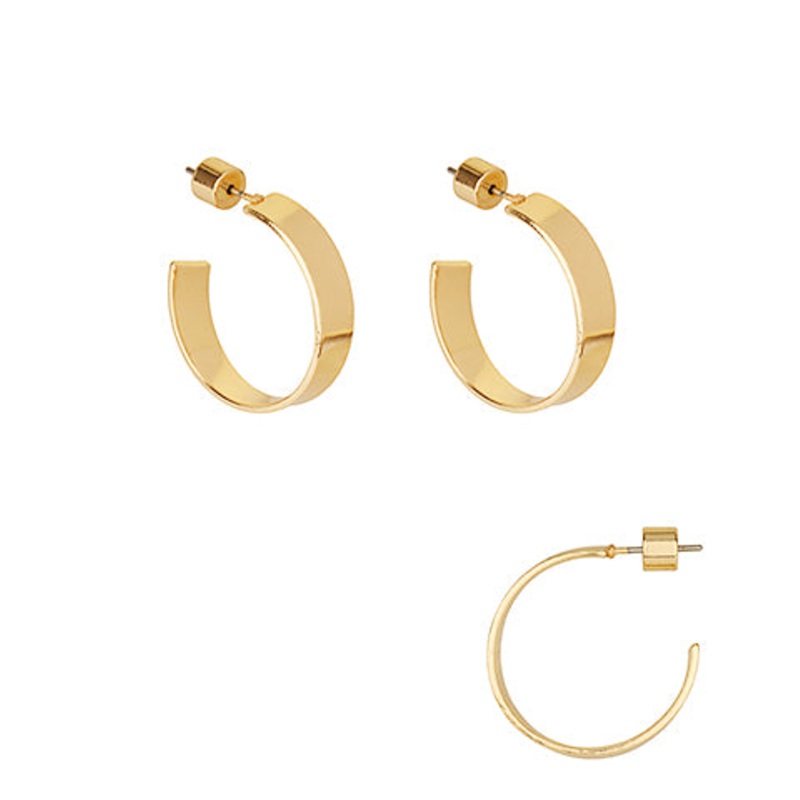 25mm Flat Metal Hoops-Gold