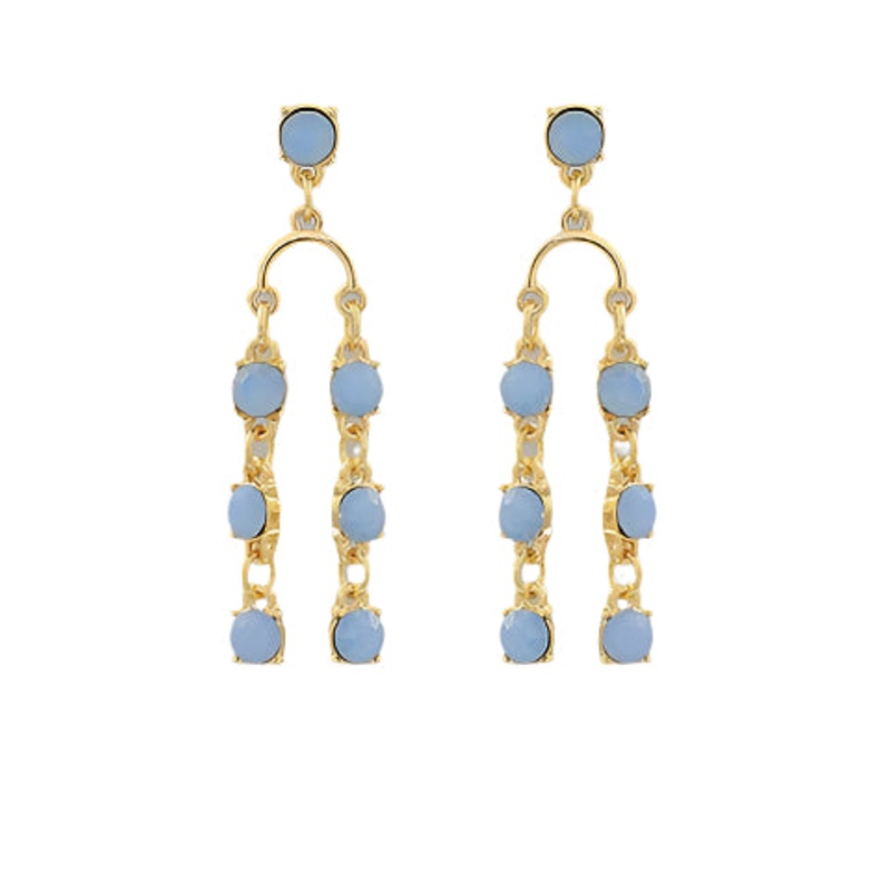 Arch Glass Drop Earrings-Blue