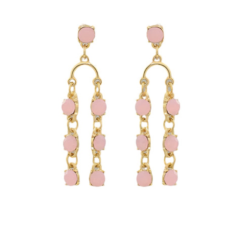 Arch Glass Drop Earrings-Pink