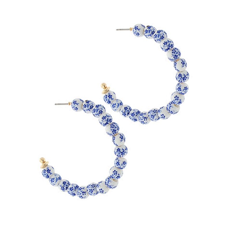 Blue Patterned Hoops