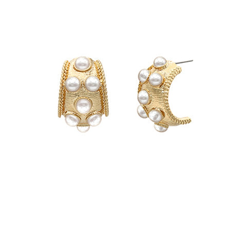Dotted Antique Hoops-Cream