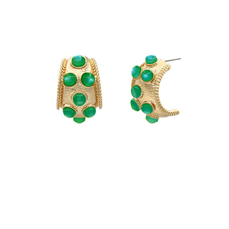 Dotted Antique Hoops-Green
