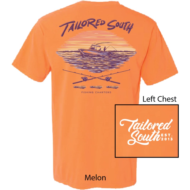 Fishing Charters T-Shirt- Melon
