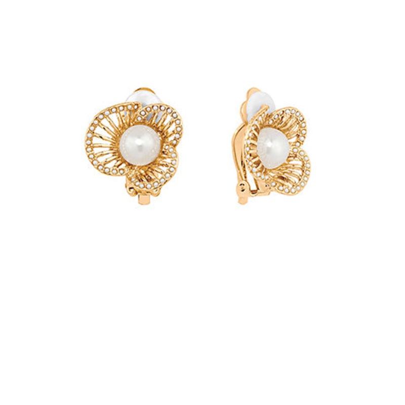 Flower Filigree Clip Earrings