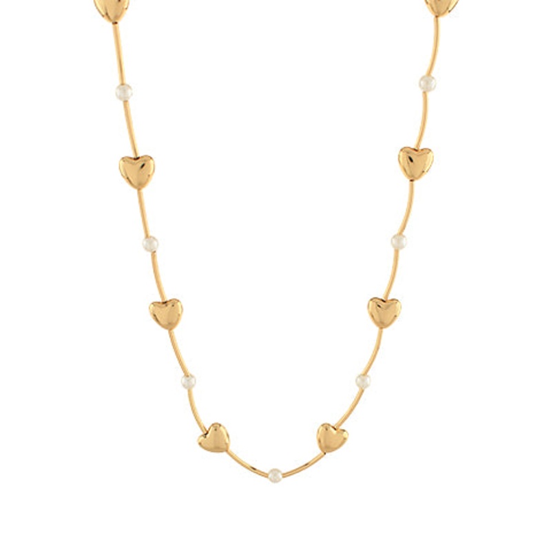 Heart & Pearl Tube Necklace