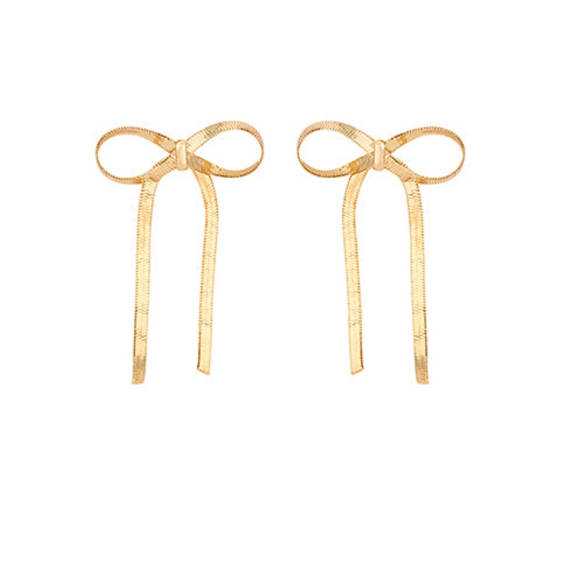 Herringbone Chain Bow Earrings