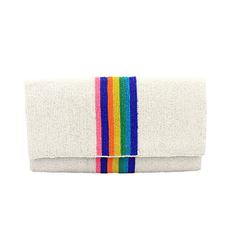 Multi Color Stripe Clutch