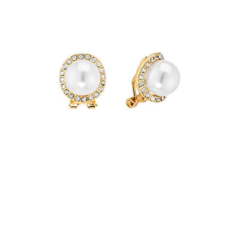 Pave Pearl Clip-On Earrings