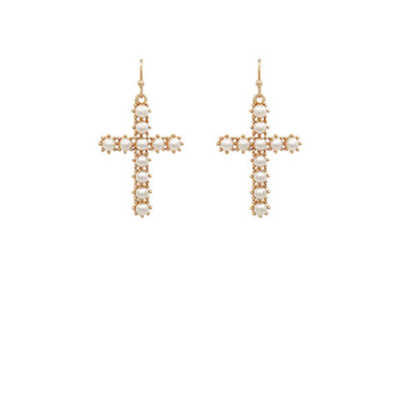 Pearl Cross Earrings
