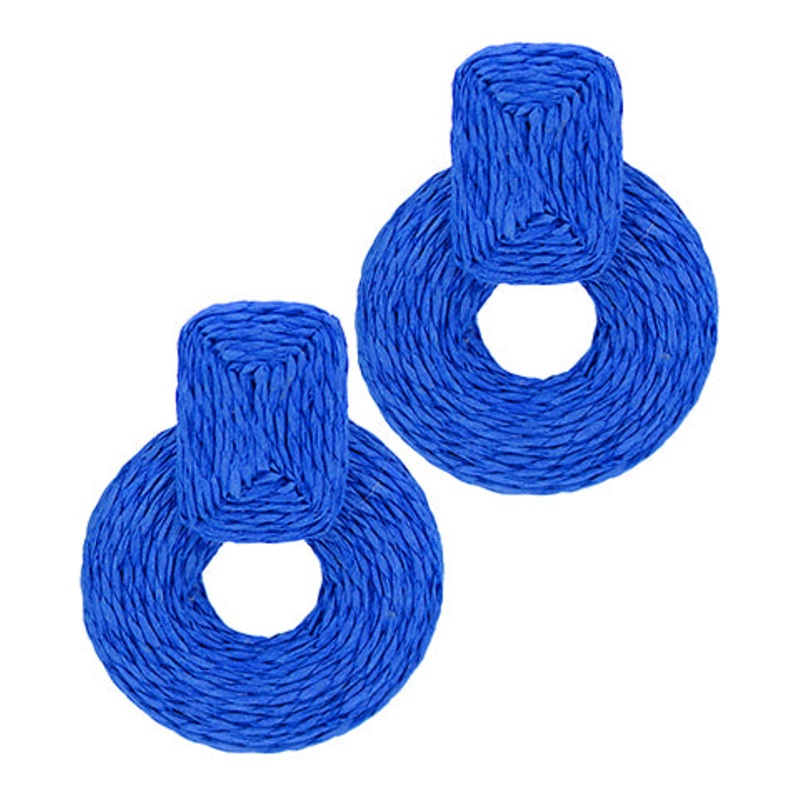 Raffia Summer Earrings-Royal