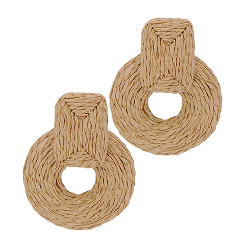 Raffia Summer Earrings-Taupe