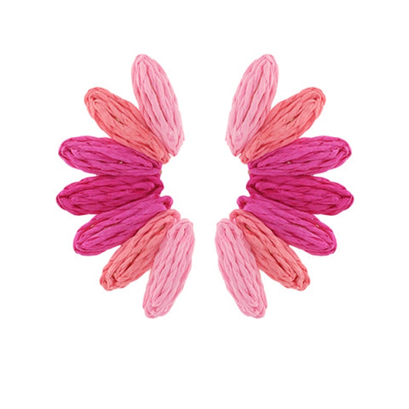 Raffia Wing Earrings- Pink