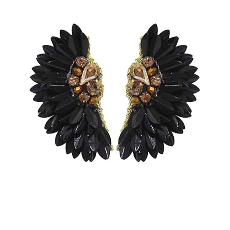 Sequin Fan Earrings-Black