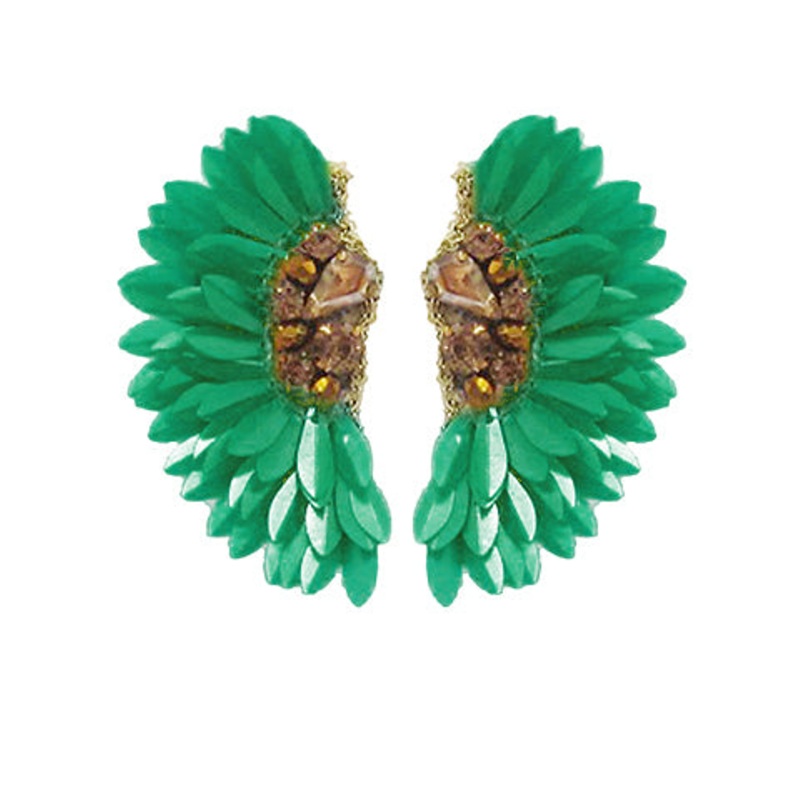 Sequin Fan Earrings-Green