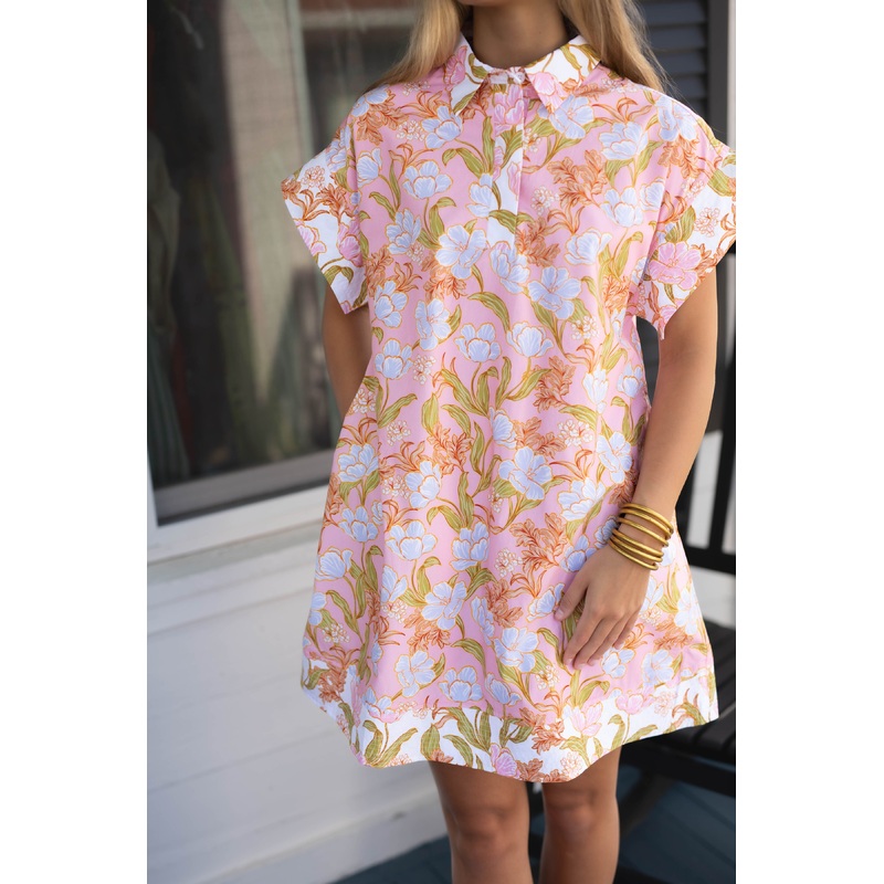 Summer Floral Shirt Dress