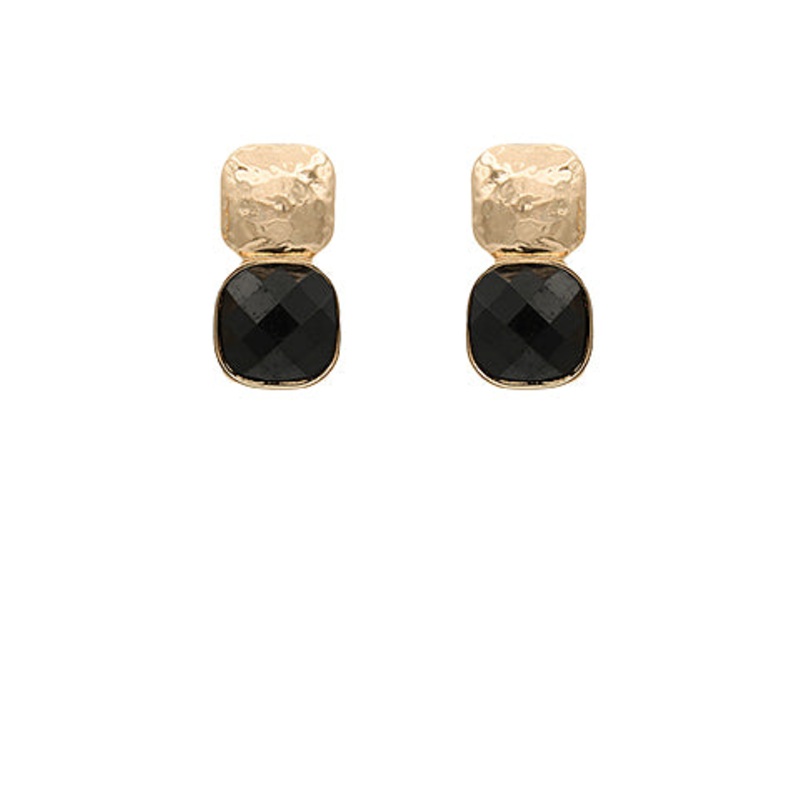 Textured Metal Earrings- Black