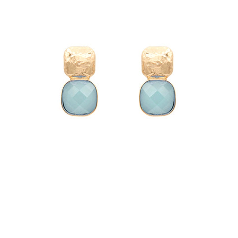 Textured Metal Earrings- Blue