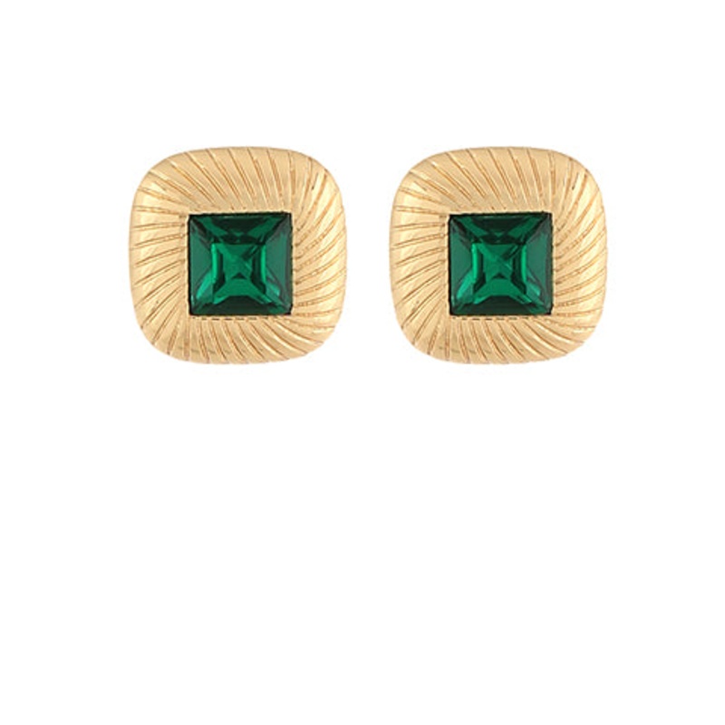 Textured Metal Earrings- Green