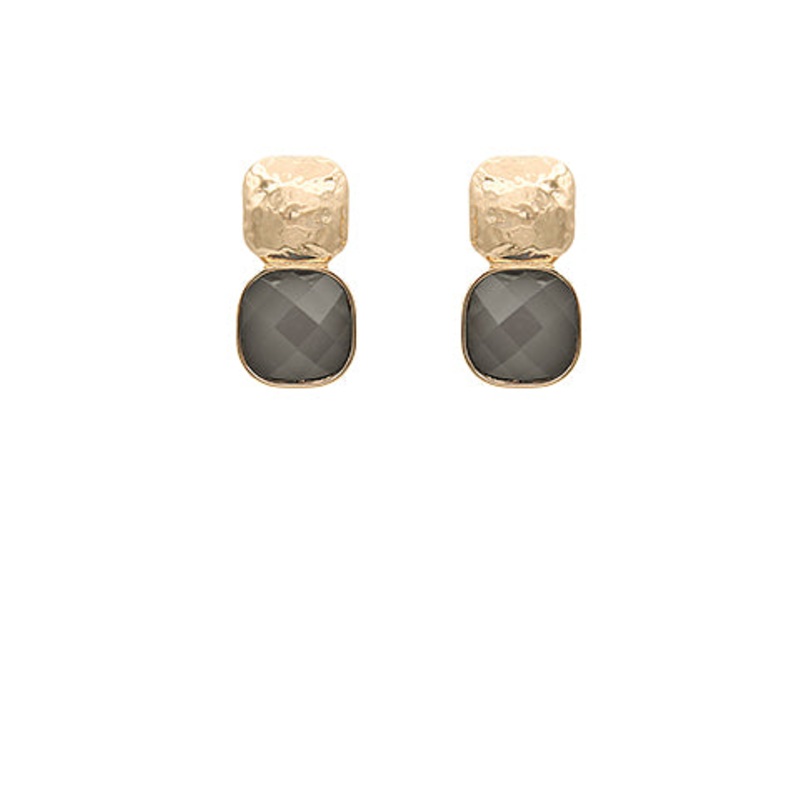 Textured Metal Earrings- Grey