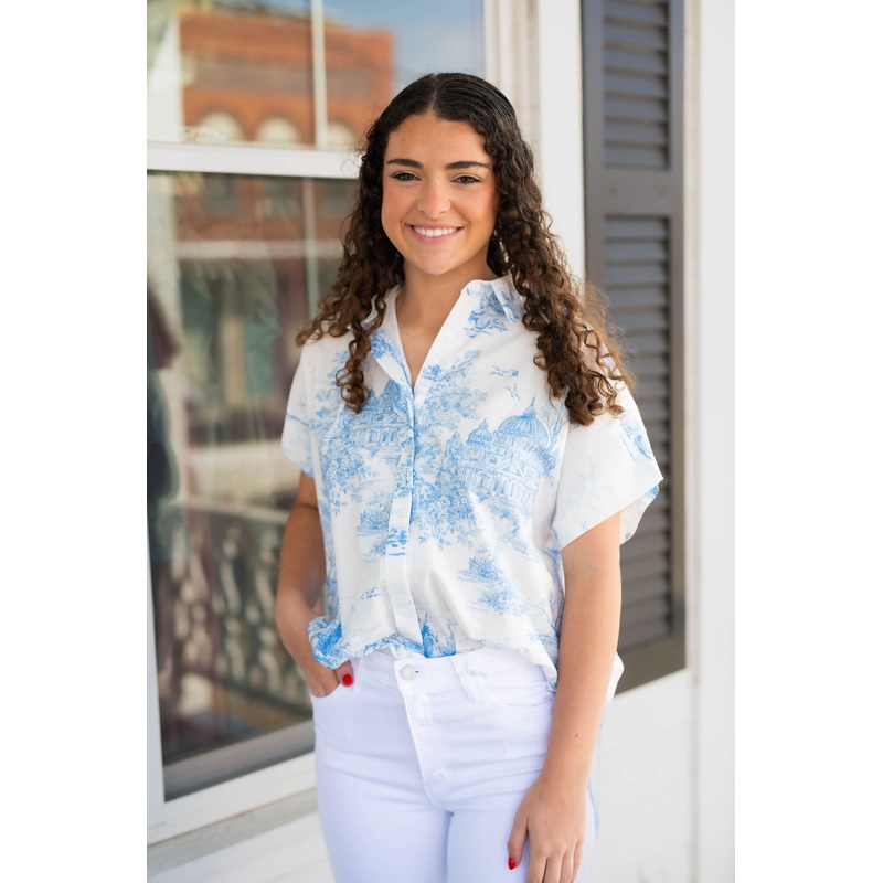 The Lowcountry Top in Sky Blue