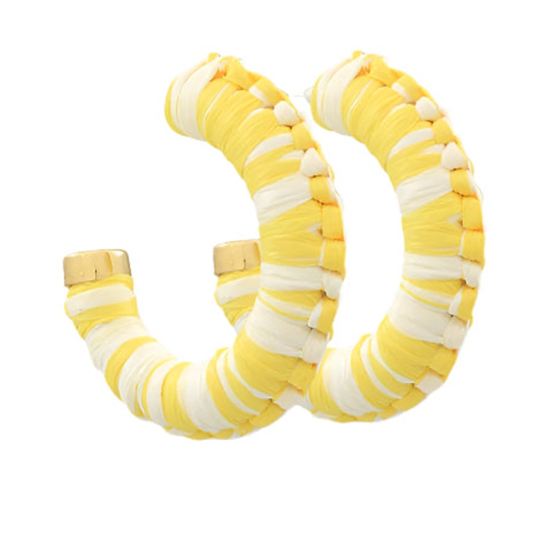 Two-tone Raffia Hoops-Yellow