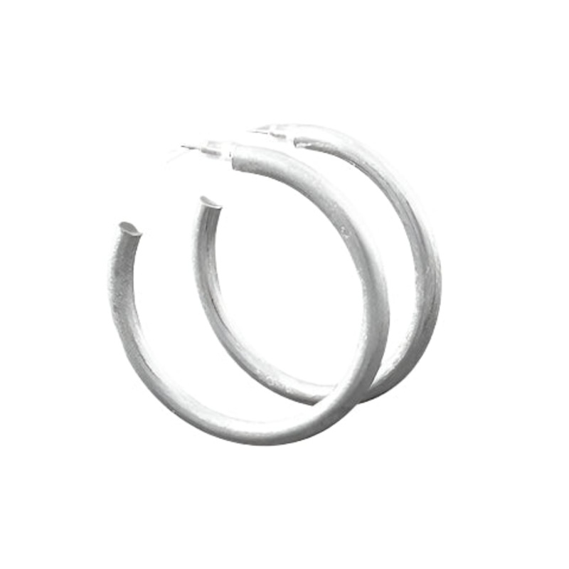 Worn Sliver Open Hoops