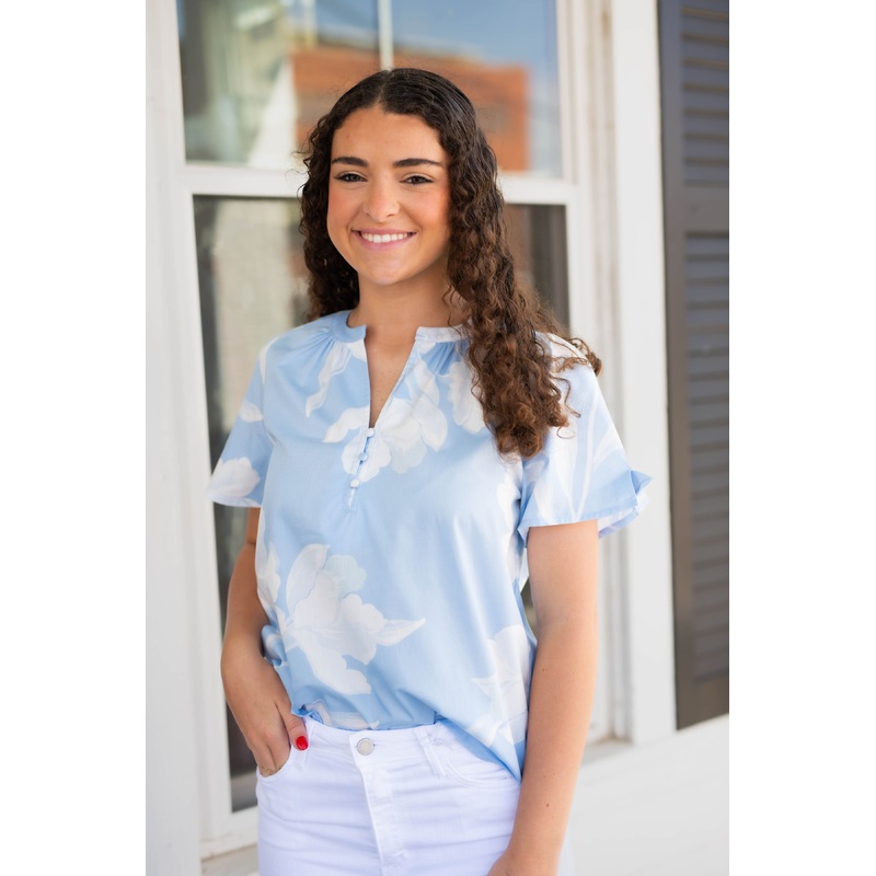 Afina Floral Xoey Split Neck Top
