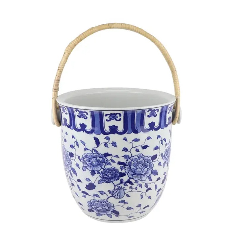 Blue & White Peony Blossom Ice Bucket