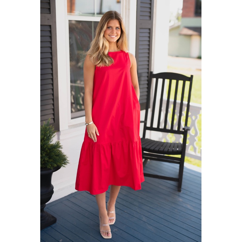 Dropped Waist Ruffle Hem Dress
