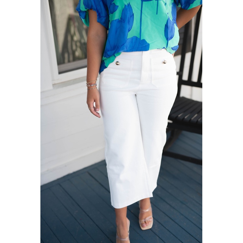 Gold Button Detailed Canvas Culottes