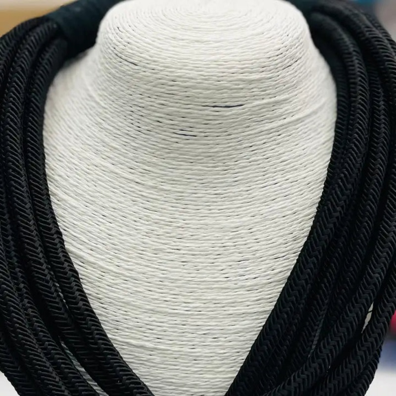 Slub 8 Strand Necklace-Black