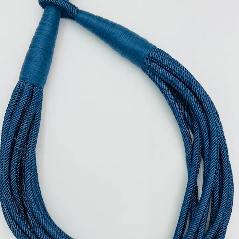 Slub 8 Strand Necklace-Navy