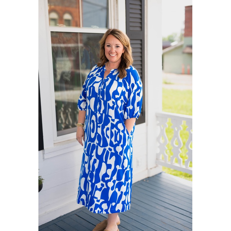 The Abstract Affair Dress in Blue