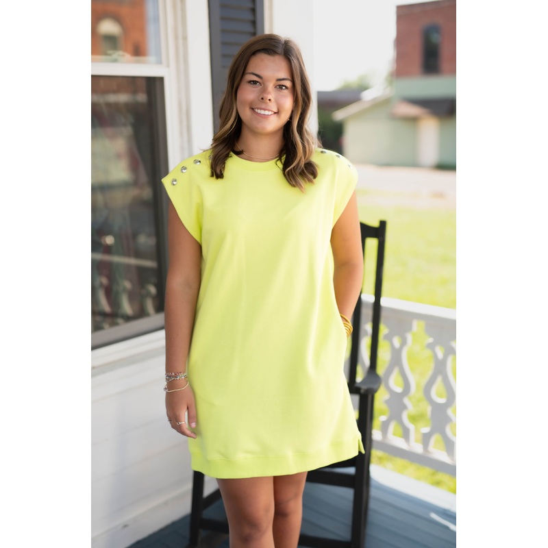 The Boardwalk Blitz Dress in Neon Lime