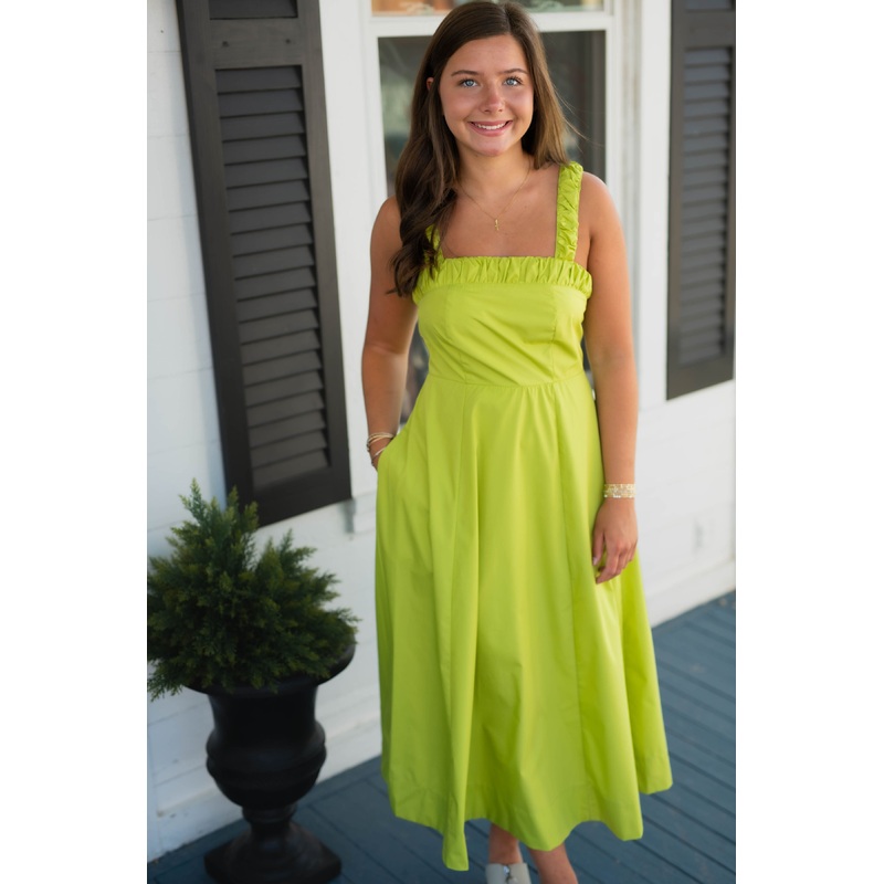 The Garden Getaway Dress- Chartreuse