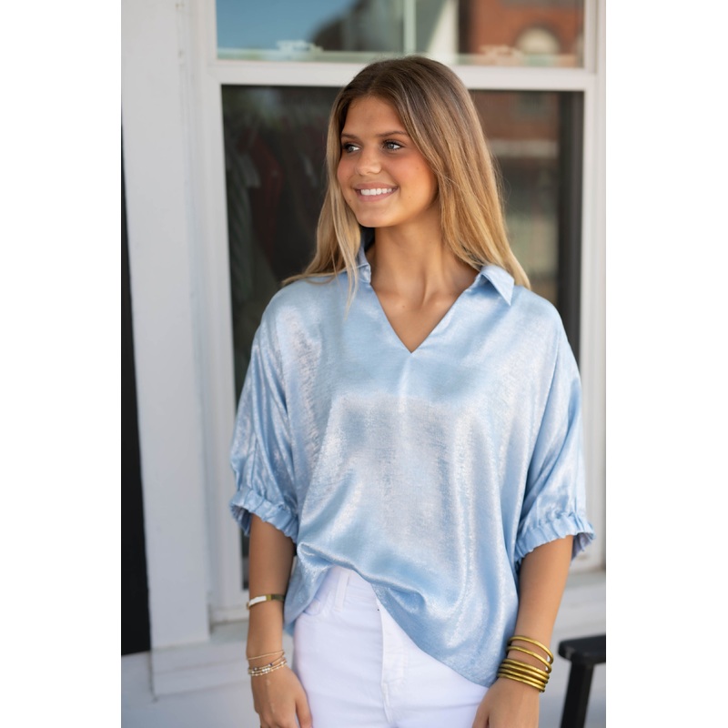 The Ice Blue Metallic Top