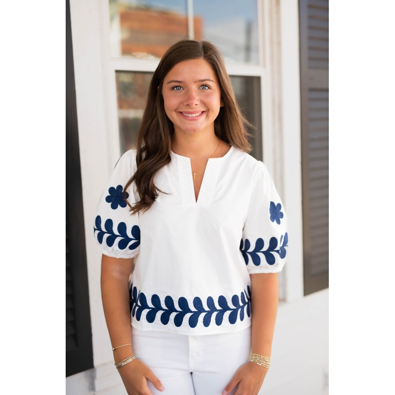 The Navy Bloom Top