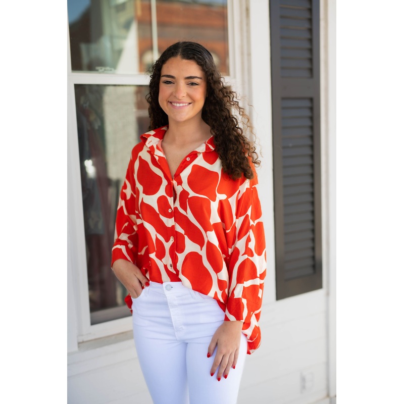 the red hot abstract top shirt