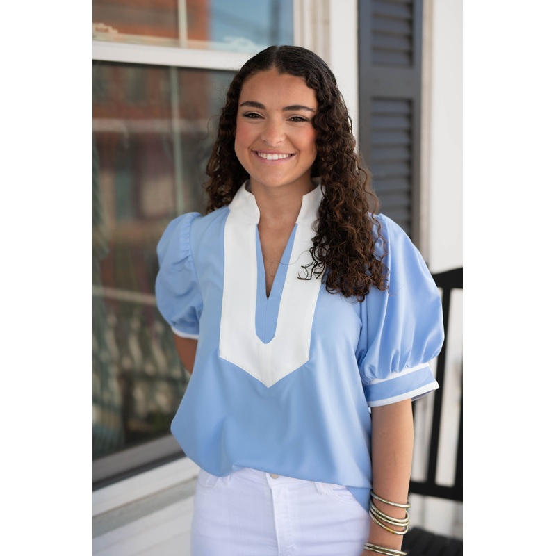 The Starlight Stitch Top in Sky Blue