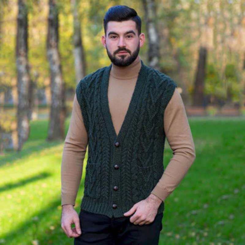 Men’s Aran Cardigan Vest
