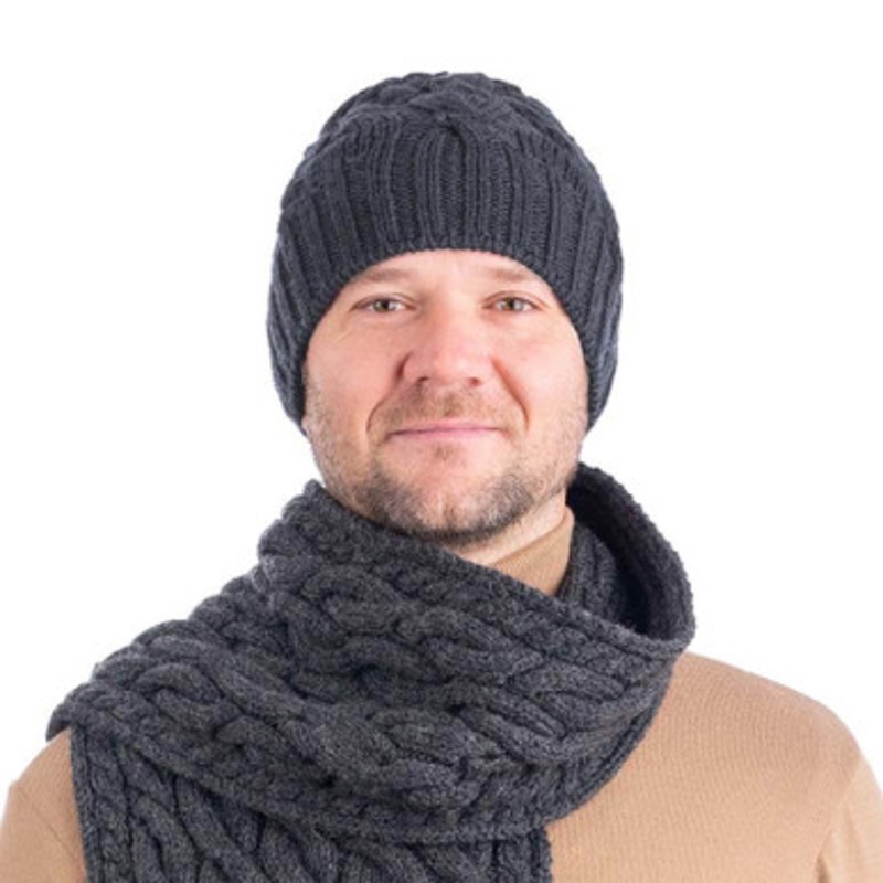 Men’s Aran Merino Wool Cable Knit Hat