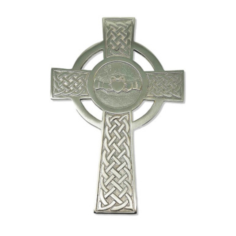 Celtic Wall Cross with Claddagh Center