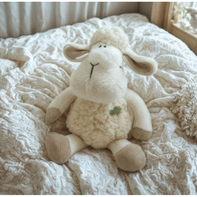 Cuddly Irish Sheep Stuffed Toy with Shamrock Embroidery