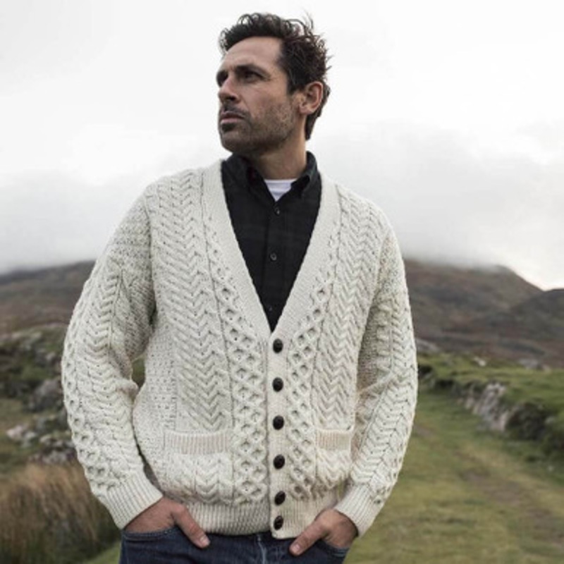 Men’s Irish V-Neck Knit Cardigan