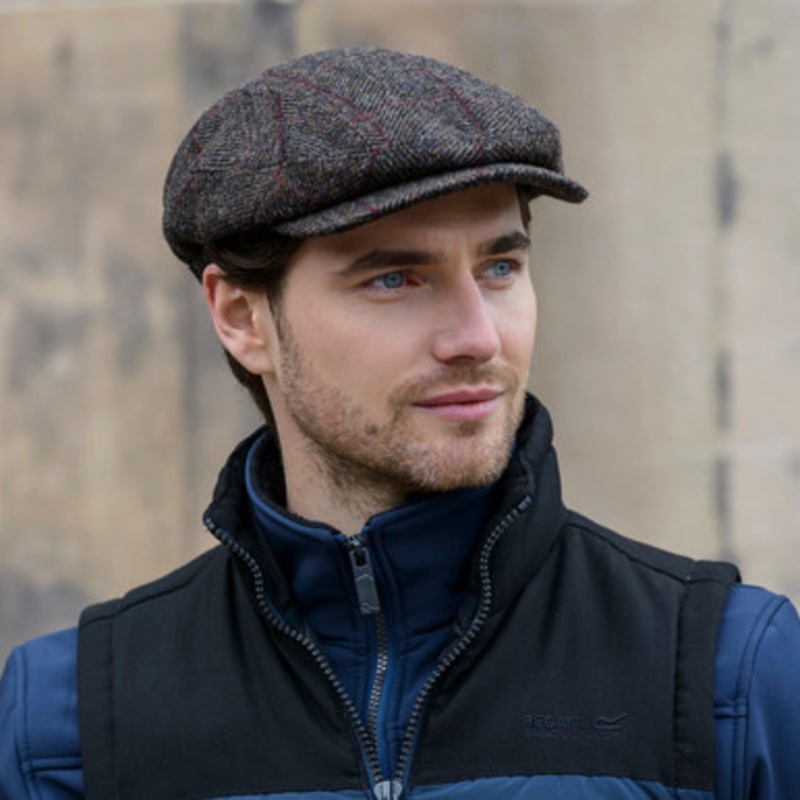 Mucros Weavers Kerry Brown Plaid Tweed Flat Cap