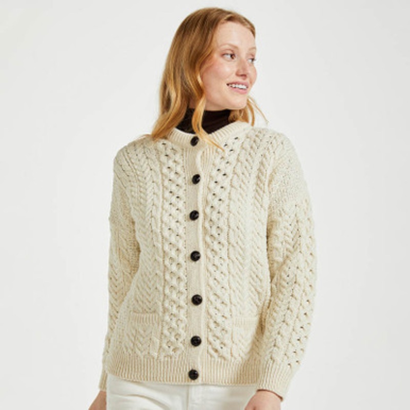 White Beautiful Women’s Irish Cardigan