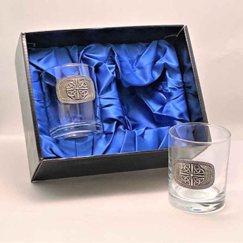 Mullingar Pewter Whiskey Celtic Glass Set