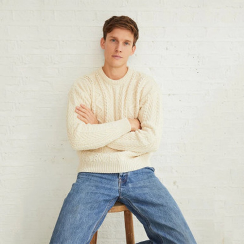Crew Neck Traditional Aran Sweater